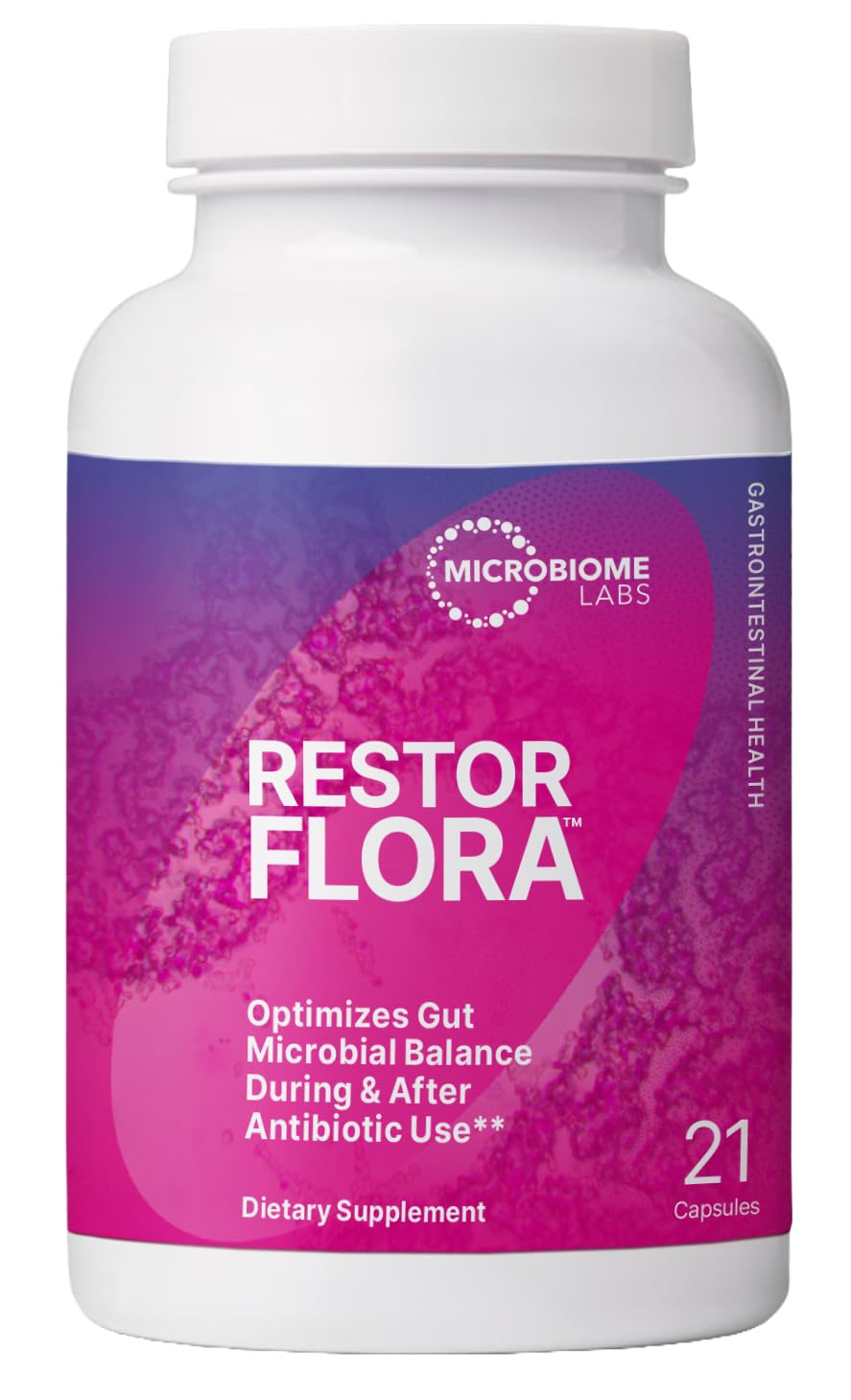 Microbiome Labs RestorFlora PD - Men's & Women's Probiotics for Digestive Health & Gut Reset - Spore Based Saccharomyces Boulardii Probiotics to Help Restore Microbial Balance (21 Capsules)