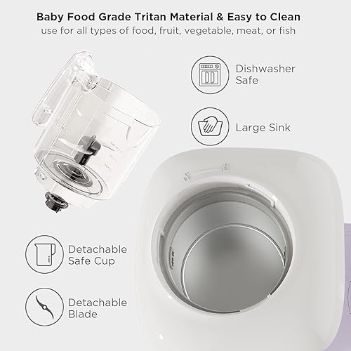Miniatura 8 de MOMYEASY Máquina de alimentos para bebés, procesador multifunción, molinillo picador, vaporizador de alimentos para bebés y licuadora de puré en