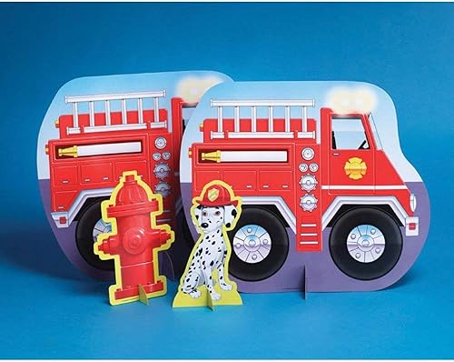 Tarjeta de fábrica y salida de fiesta bombero 13 1/2 pulgadas centro de mesa 3ct