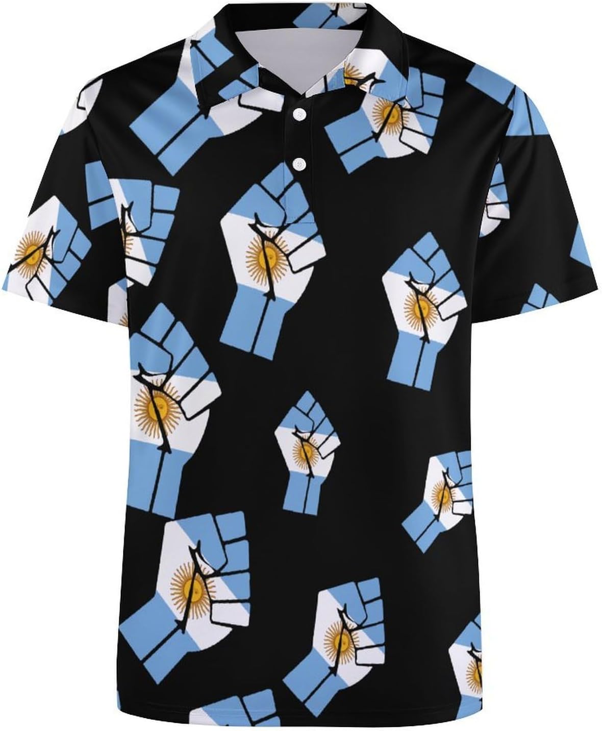 Argentina Flag Resist Womens Golf Polo Shirts Summer Short Sleeve Collared 3 Buttons T Shirt Activewear Tops