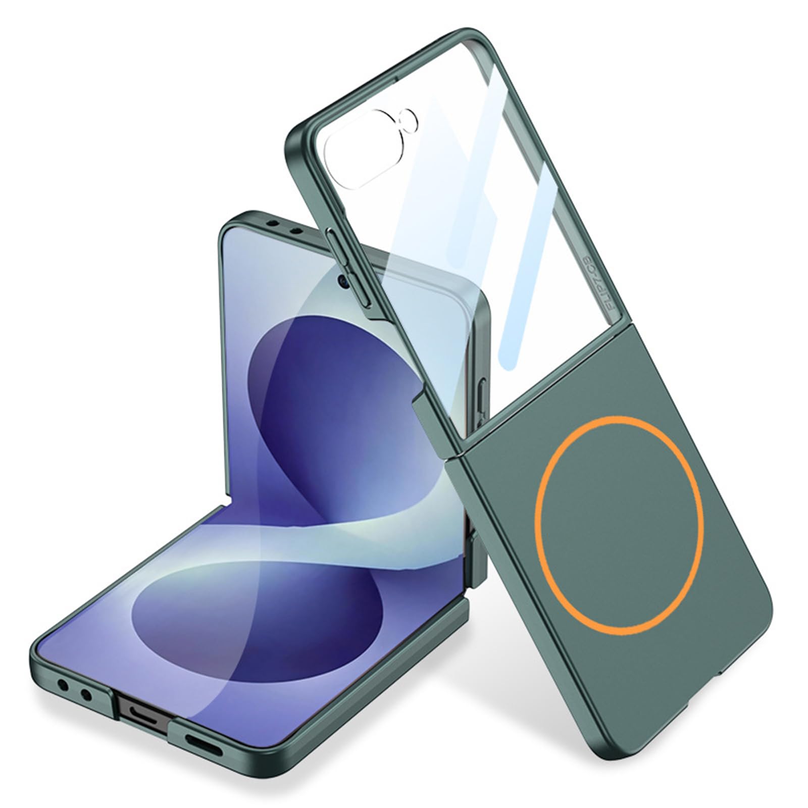 Magnetica Custodia per Samsung Galaxy Z Flip 8, Sottile Duro PC Glassata