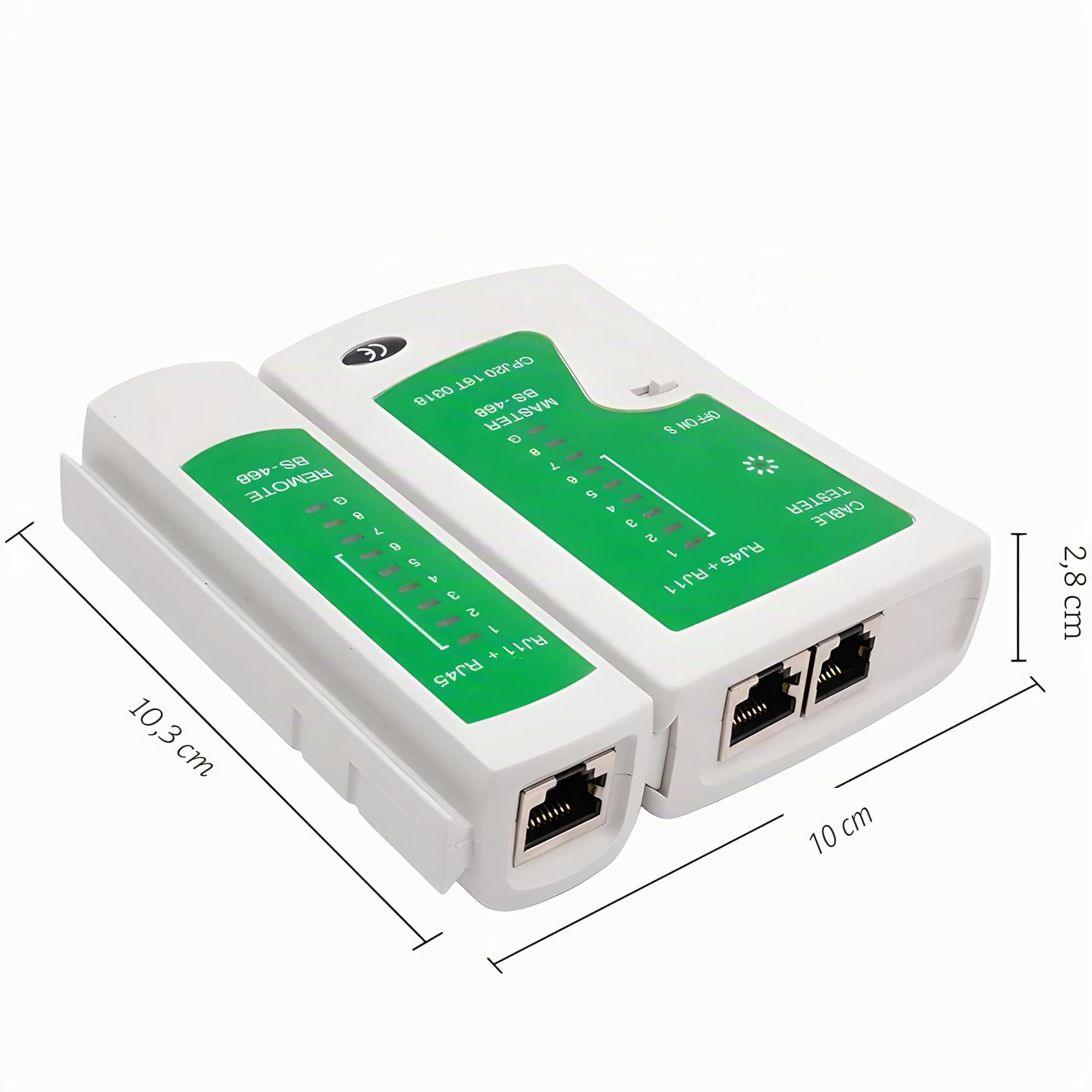 Retoo Tester Cavo di Rete, Patch LAN, RJ11 RJ12 RJ45, Professionale, Tester Collegamento, Verifica Cavi, Strumento di Test per Cavi Ethernet, 10,5 x 10 x 2,5 cm, Grigio-Verde