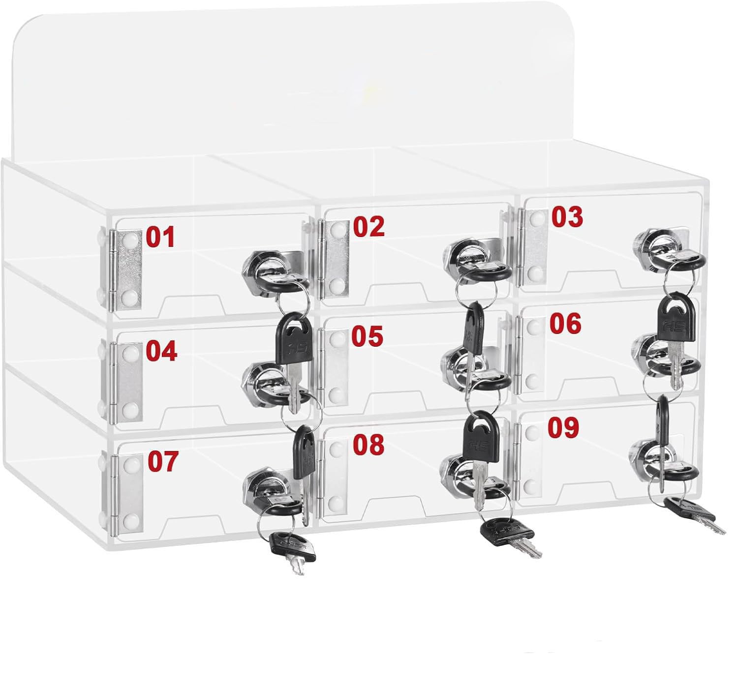 MXBAOHENG 9 Slot Caja de almacenamiento de acrílico para teléfono móvil Armario de almacenamiento para teléfono móvil montado en la pared con Cerradura de Puerta y Llave, organizador de teléfono móvil