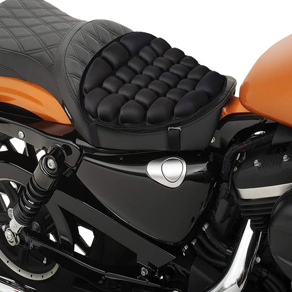 Coussin Selle Moto Antidérapant 37.5x36cm - PU Respirant - Confort Et Cooling - Noir Universel