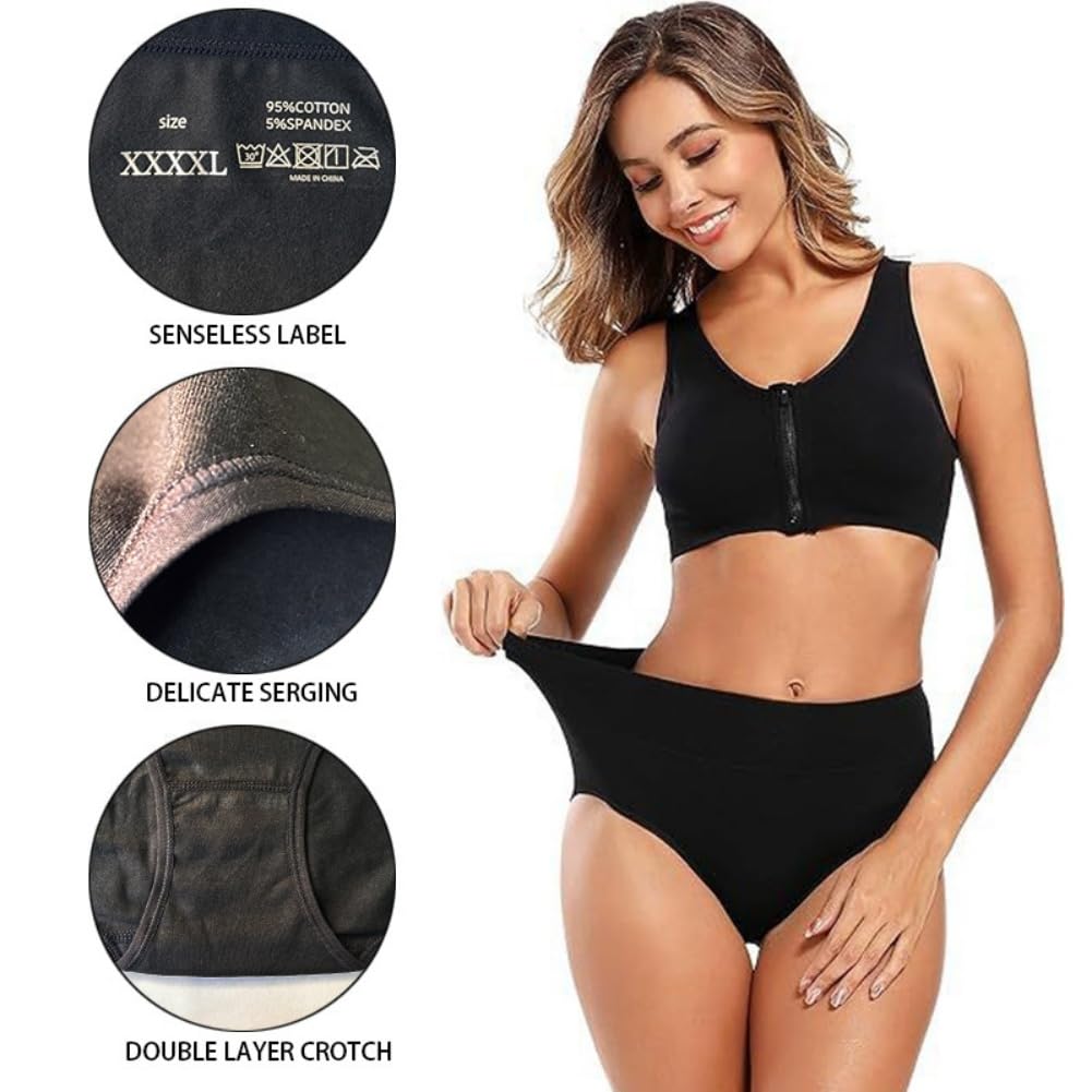 Generisch Biancheria intima da donna in cotone sciancrato, completamente coprente, morbida, da donna, confezione da 5