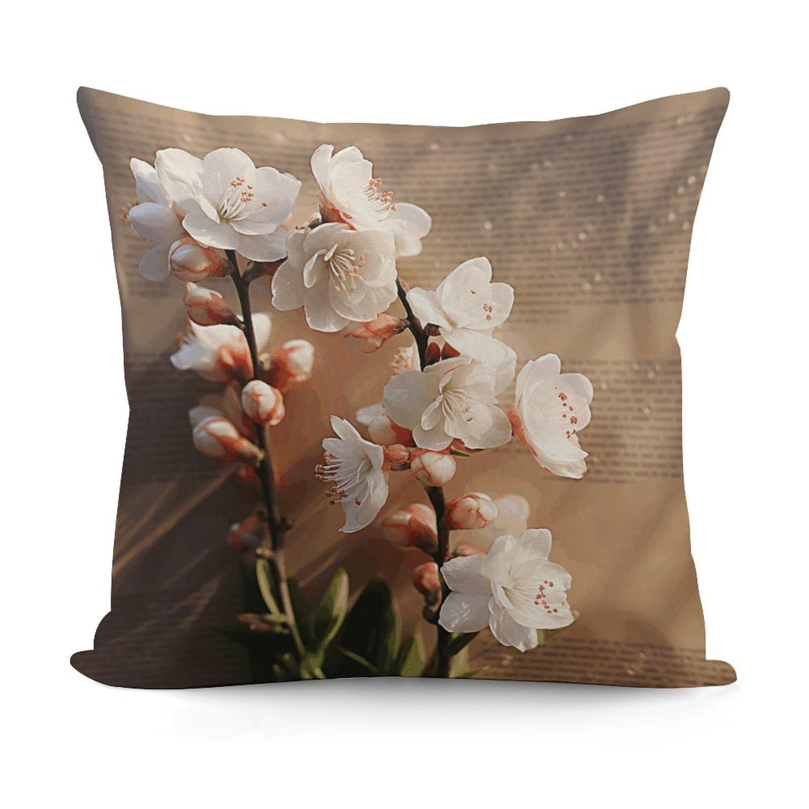 VstaDank A Peach Blossom Pillow Covers Soft Plush Decorative Square Pillow Cover Modern Breathable Pillowcases Pillowcase with Invisible Zipper 18x18 Inches for Sofa Living Room