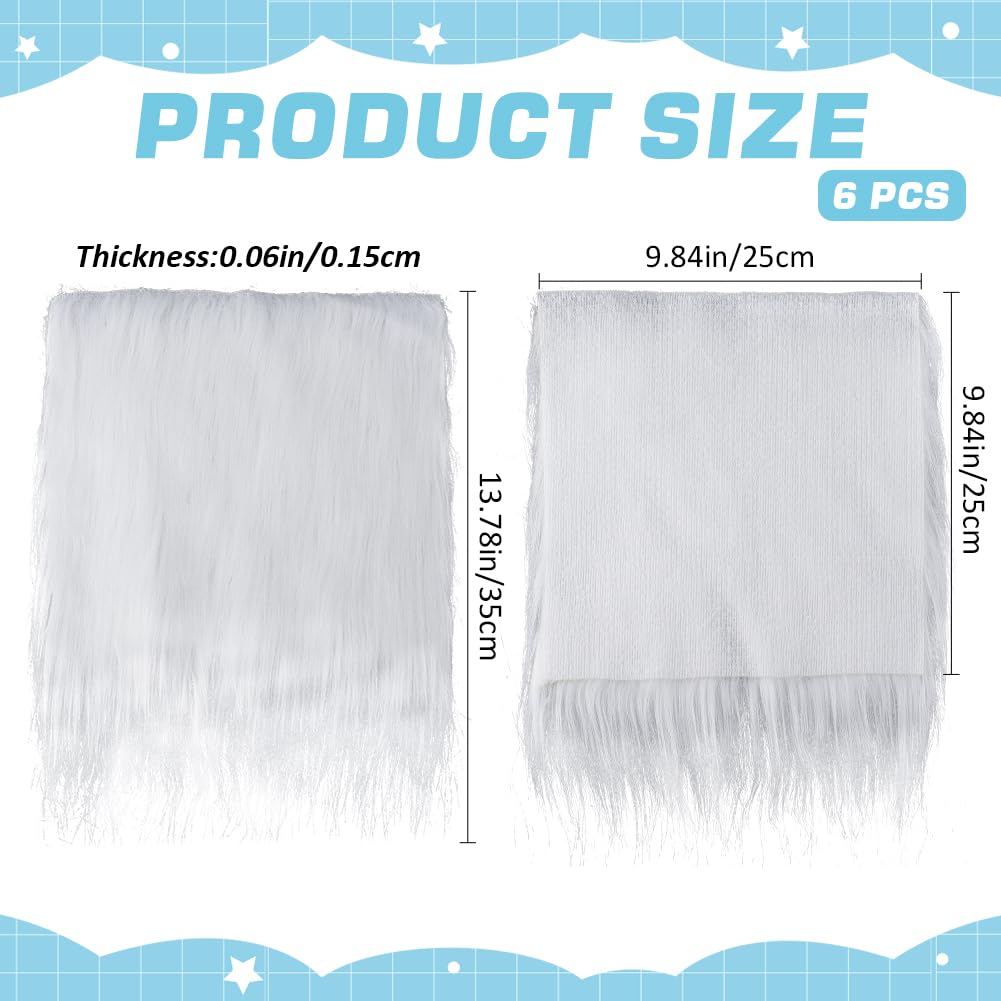 GORGECRAFT 6PCS 25x25cm White Faux Fur Fabric Precut Fluffy Fur Square Patches Shaggy Craft Plush Rug Cloth for DIY Sewing Crafts Pillows Cushion Pad Chair Cover Christmas Gnomes Home Background Decor - Image 2