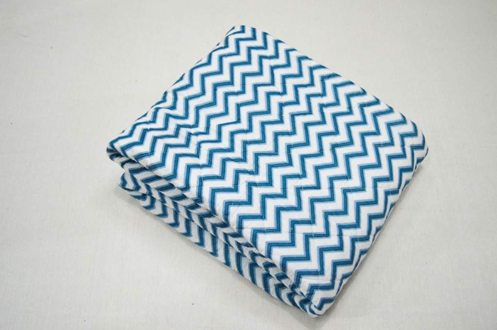 Baby Quilt Indian Indigo Patchwork Print Blanket Unisex Baby Bedding Art Quilt