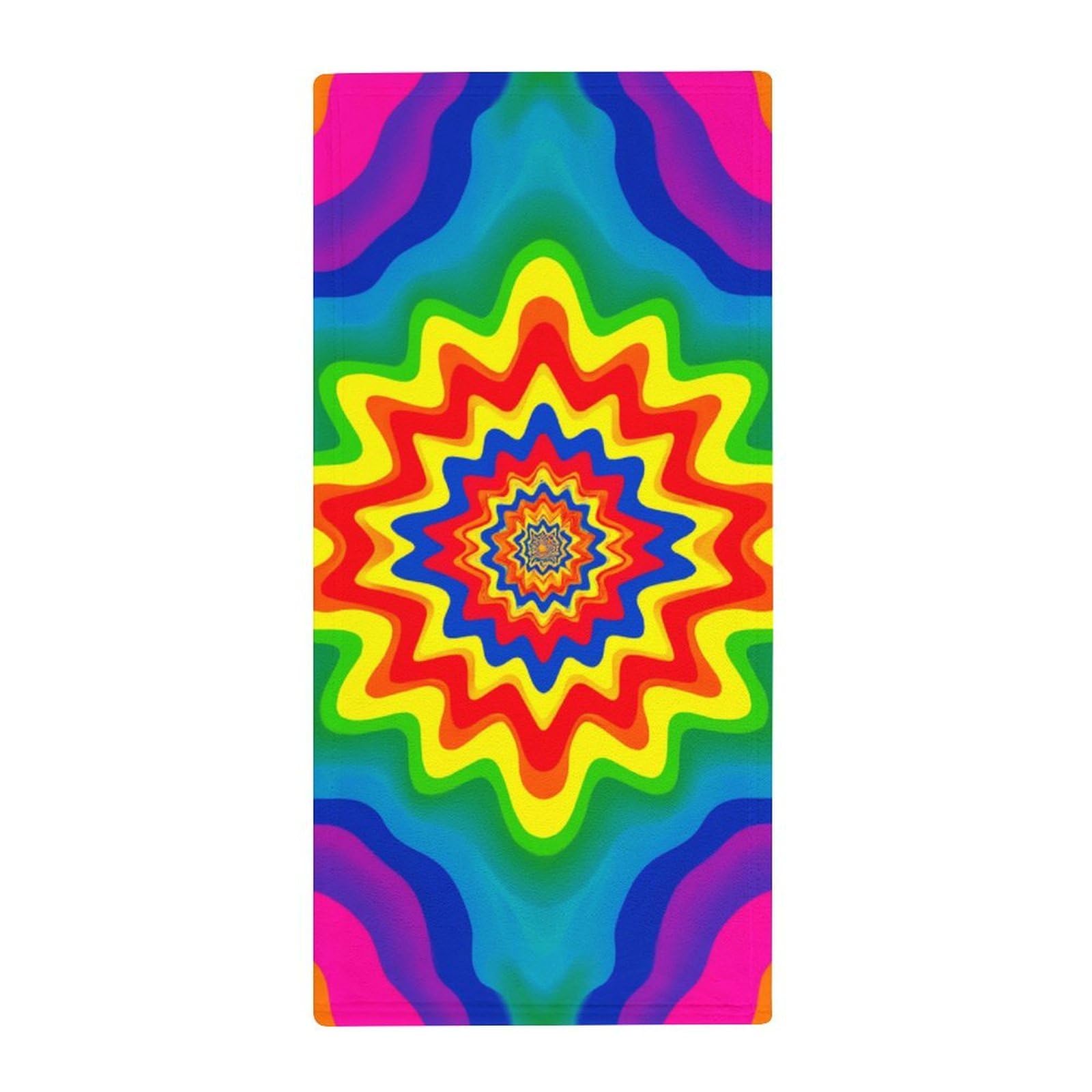 Anceky Professional Spa Face Towels, Rainbow Tie Dye Super Soft Hand Towels for Hotels, Yoga & Luxury Bathrooms
