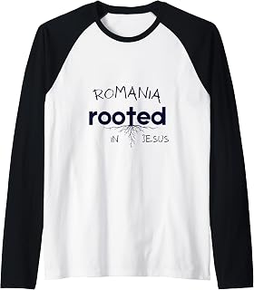 Romania Rooted in Jesus Christian Art Raglan Baseball Tee