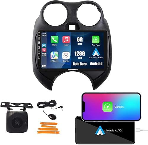 Kunfine Coche CarPlay Android Navegación Automática Estéreo GPS Radio Reverse Cámara Pantalla 9 "IPS Pantalla Táctil Headunit Tablet Pad Media