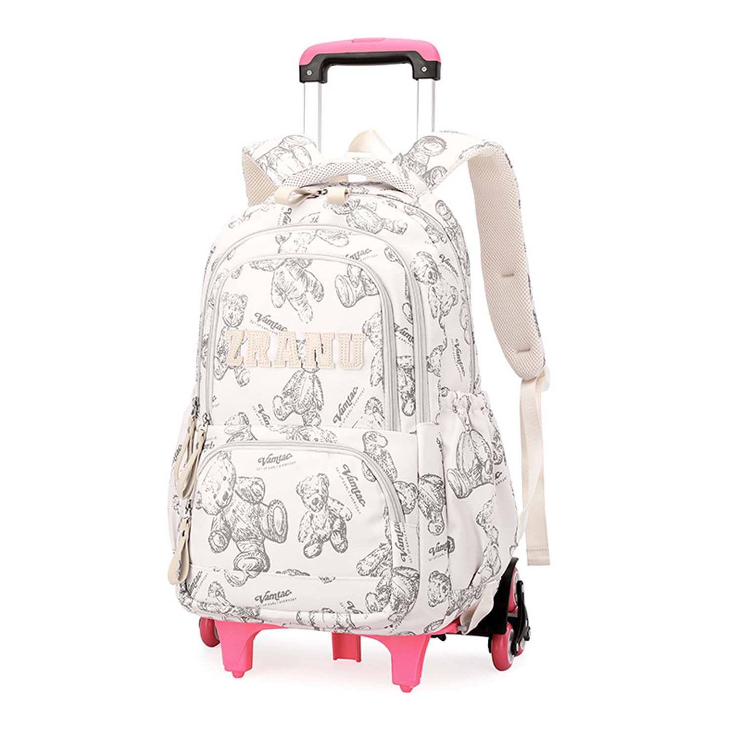 Zaino Scuola Trolley per Bambini Ragazzi,36L Zaino con 6 Ruote per Ragazzo Adolescenti 9-24 anni,Zainetto con Carrello Removibile,Zaini per Elementare e Medie per Viaggi