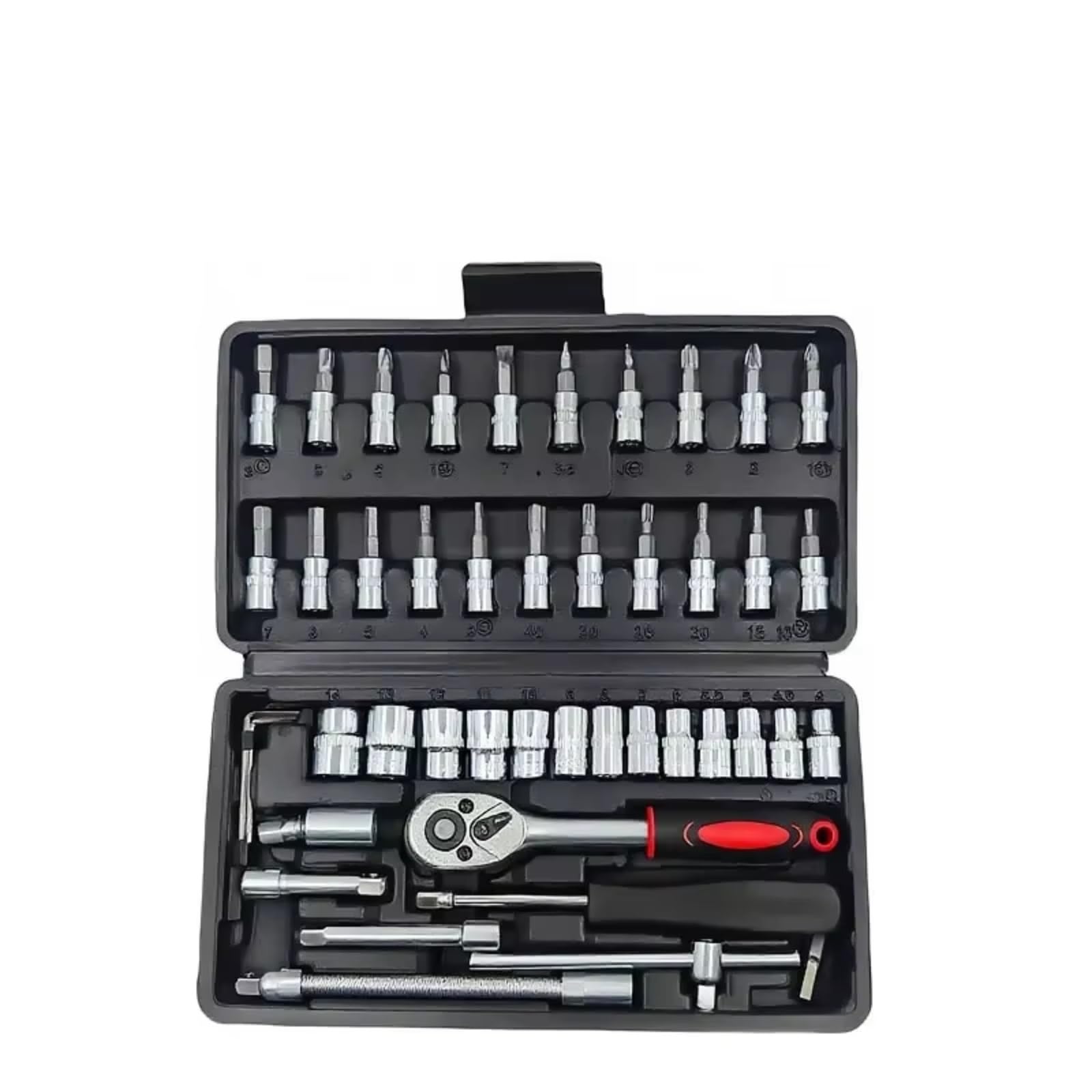 Kit d'outillage mécanique Jeu De Douilles Outil De Réparation Automobile Clé À Cliquet Jeu De Clés À Douille Kit D'outils Outils Manuels 46 Pièces