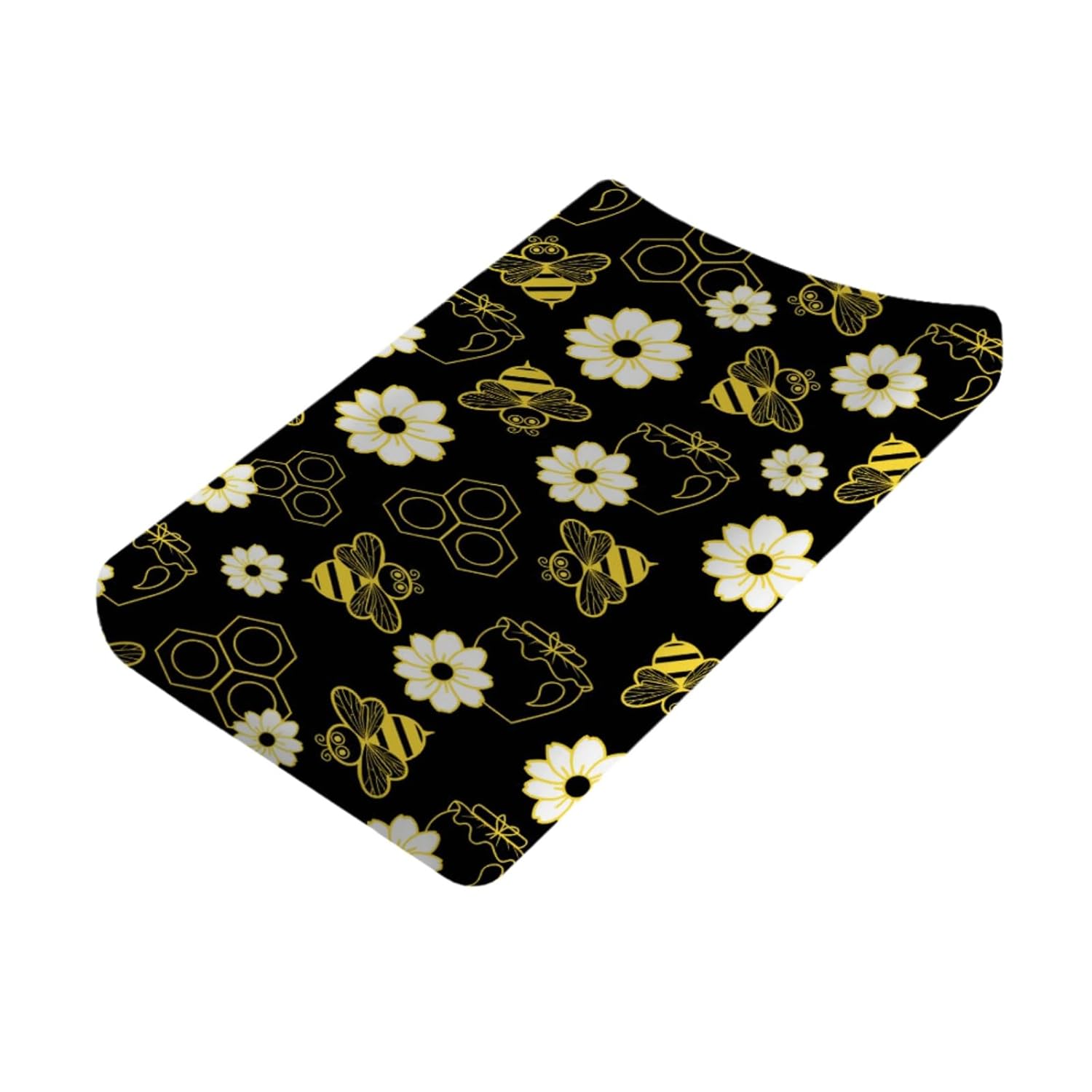 Baby Changing Pad Cover 1 Pack Honey bee Flower Black