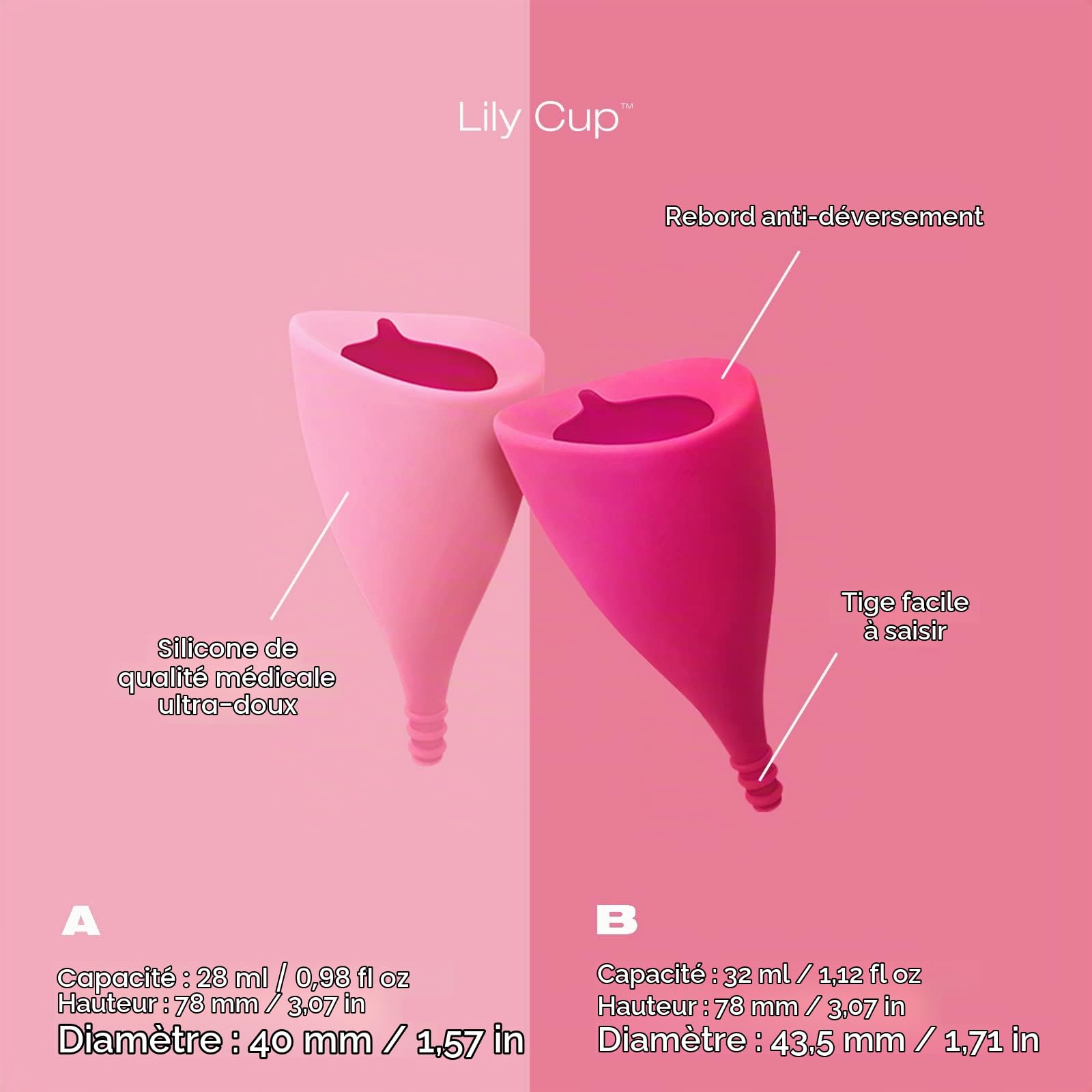 INTIMINA Lily Cup Taille B - Protection Menstruelle Fine à Porter Jusqu’à 8 Heures Consécutives
