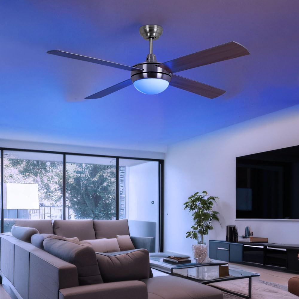 RGB LED Decken Ventilator Lampe DIMMBAR Schlaf Zimmer Luft Kühler FERNBEDIENUNG Timer Leuchte