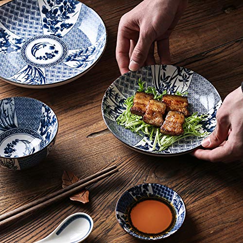 Gegong 12 Inch Fish Plate Blue And White Porcelain Dish Serving Plate Floral Dinner Shallow Plate Appetizer Salad Dessert Snack Plate (Tang Grass) #TOP7