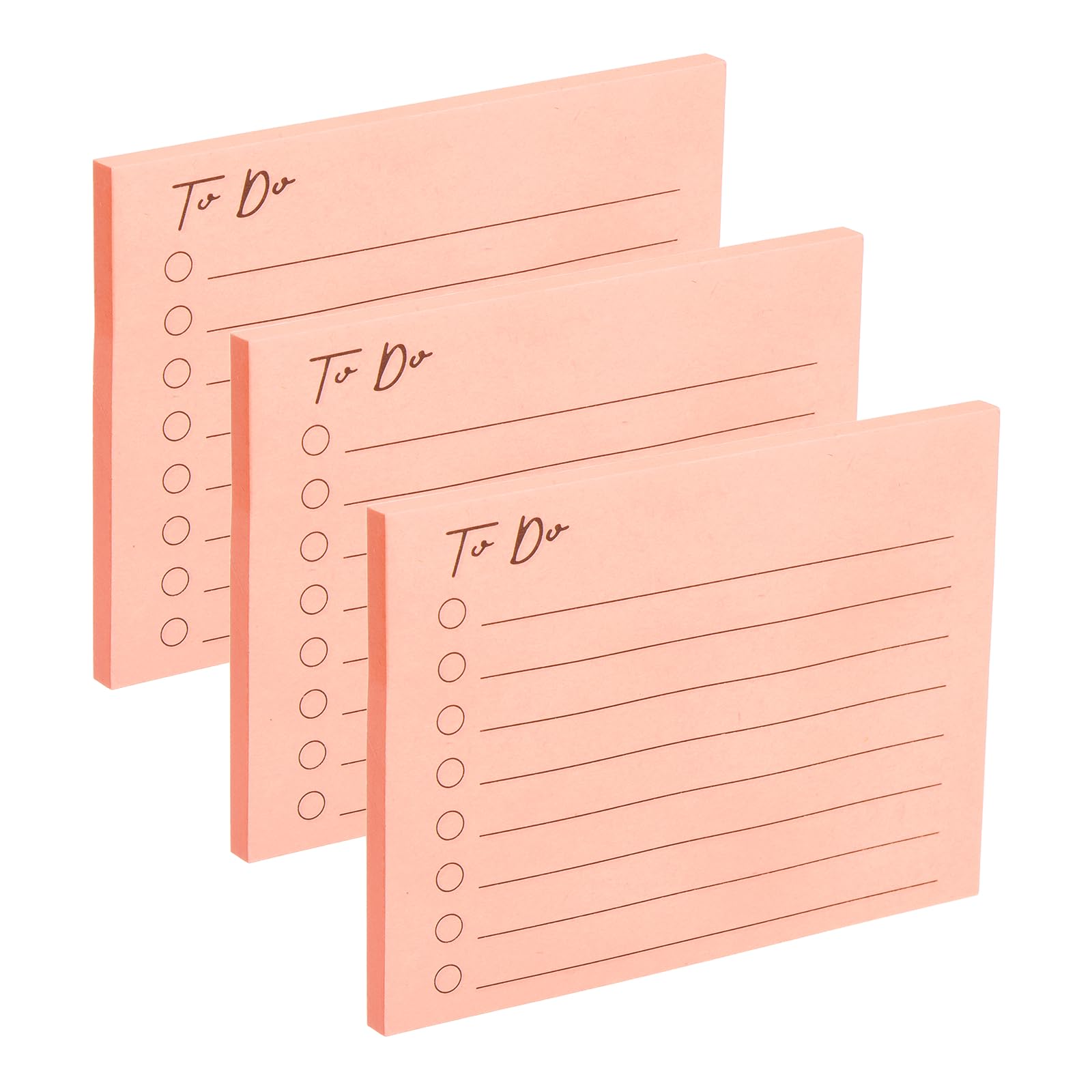 PATIKIL 4x3 to Do Lined Sticky Notes, 3 Pad Daily to Do List Notepads Sticky Notes, Checklist Message Self-Stick Pads for Home Office Reminders Lists Planning, Light Orange, 50 Sheets/Pad