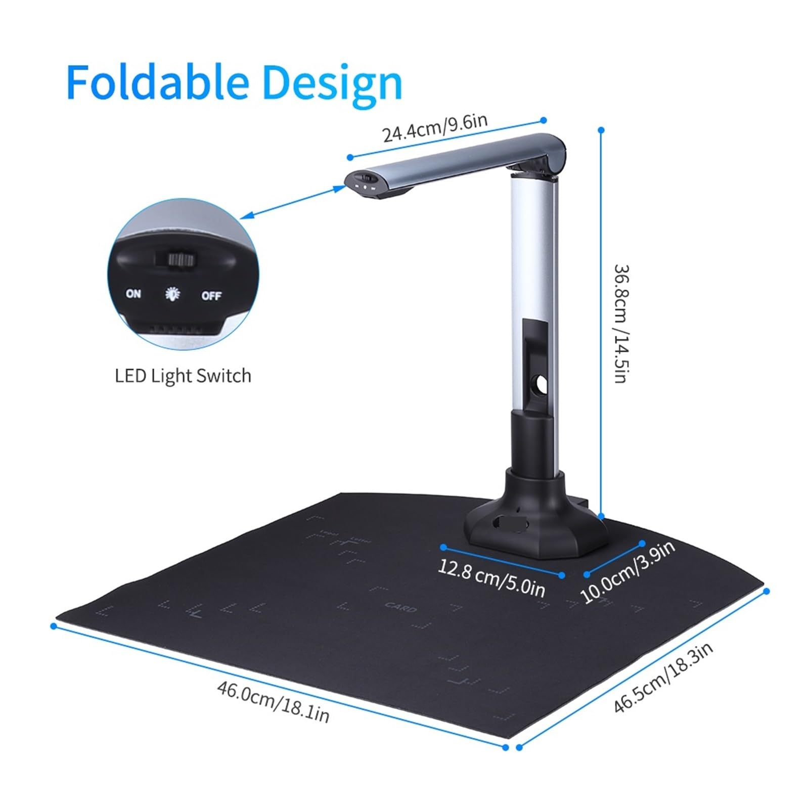 Scanner portatile for fotocamera for libri e documenti BK52, scanner ad alta velocità USB 2.0 formato A3 HD da 10 megapixel con luce LED per Studio Commerciale