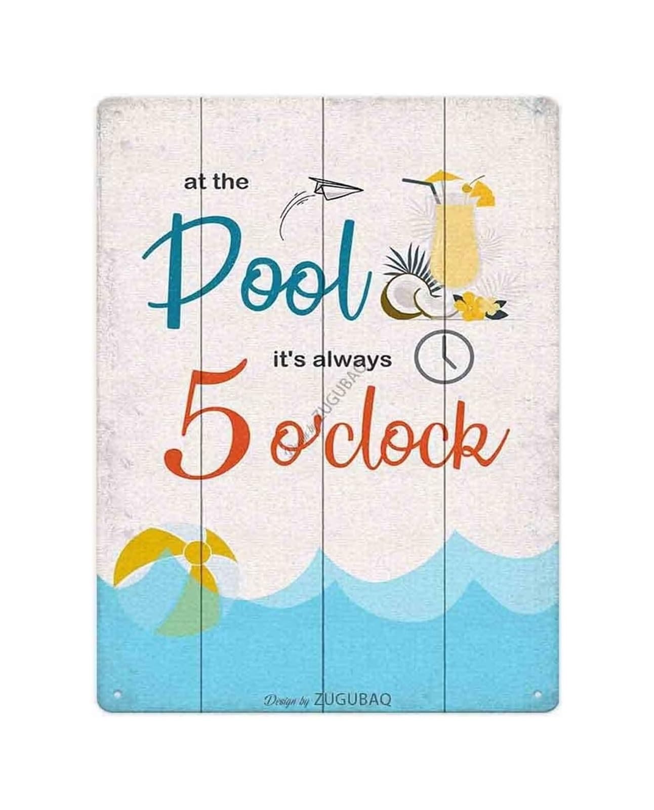 CBQZCHWDKT Retro Swimming Pool Metal Tin Sign for Outdoor Decoration Rustic Wall-Art with Holiday Vibes for Pool Deck Backyard or Garden 8 X 12 inch​