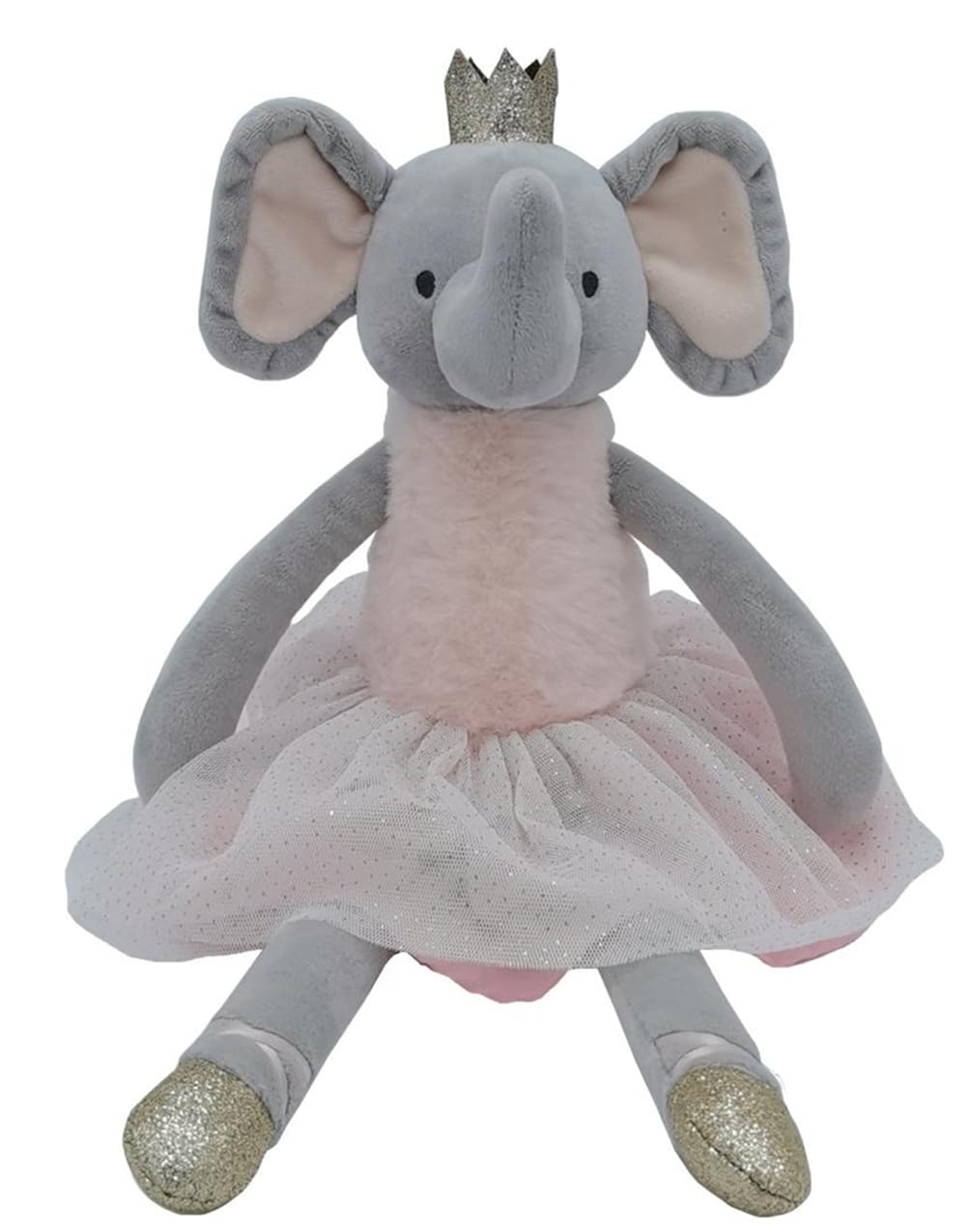 Princess Elephant Stuffed Animals,15.7" Pink Stuffed Elephant Plush with Skirt and Crown,Cute Doll for Girls