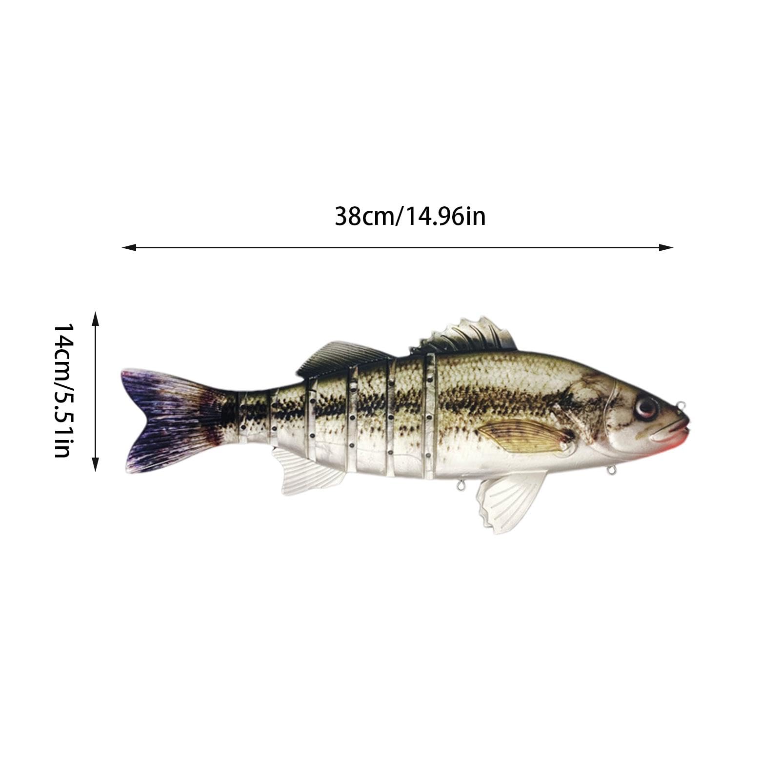 Esche da pesca con esche artificiali, Esche da pesca con esche artificiali in acqua salata | Esche da pesca d'acqua - Esche da pesca per spigola, esche multi-snodate da 15 pollici per spigola, esche d