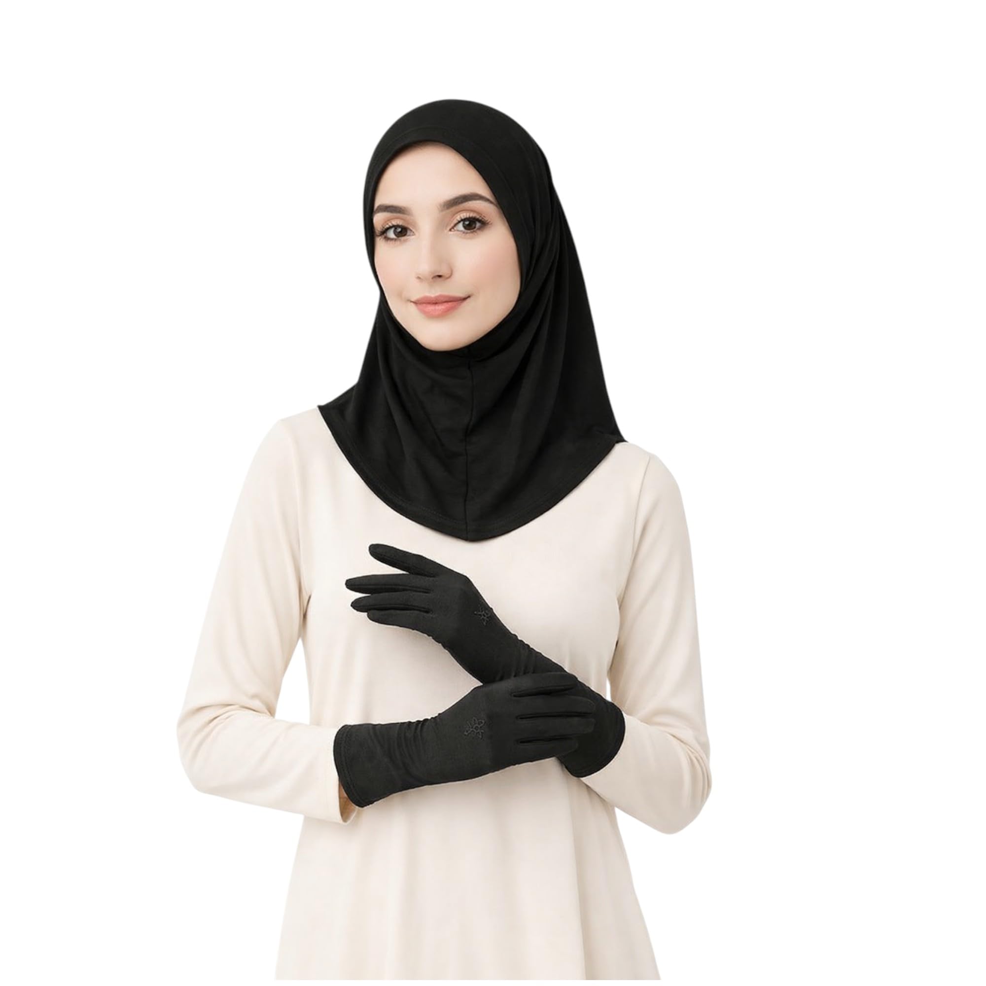 RiddhiInfotech Women Hijab Gloves | Islamic Modest Wear Gloves | Soft Stretchable Fabric | Full Coverage | Black (1 Pc)-image-39