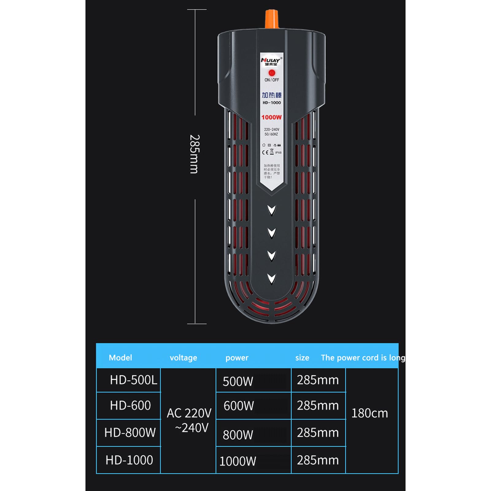 Varilla de Calentamiento para Tanque de Peces, Temperatura Constante automática, Varilla de Temperatura de Calentamiento del Filtro Inferior de Alta Potencia y Ahorro de energía, 800W (600W)