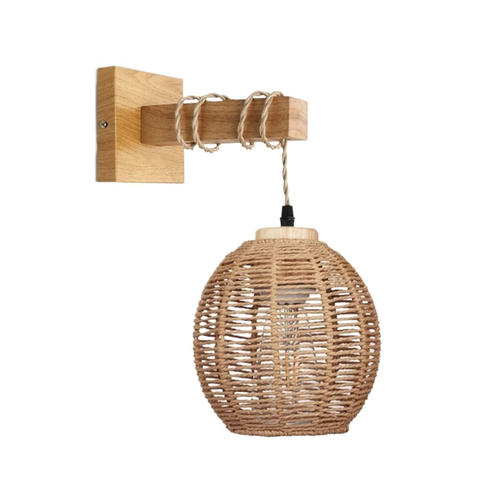 KOESRXNQW Bamboo Lantern Wall Lamp Natural Rattan Wicker E27 Chandeliers Hand-Woven Room Decor Lampshades Light Fixtures Flexible Adjustment