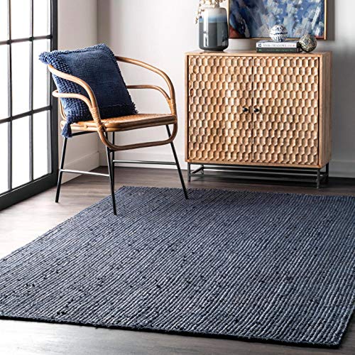 nuLOOM Rigo Hand Woven Jute Area Rug, 9' x 12', Navy