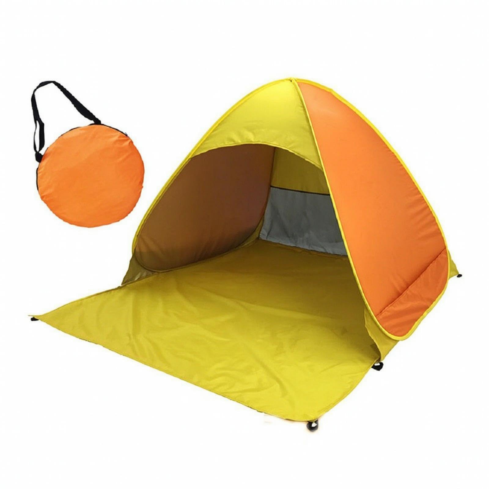 Beach Tent with Carry Bag Foldable Beachside Tent Freestanding for Families, Park, Camping Orange L Regular-image-43