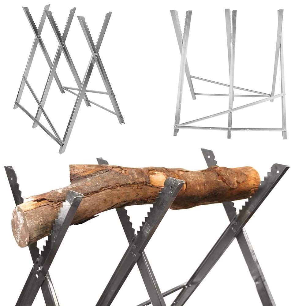 Chevalet de Sciage Pliable en Acier Charge 150KG, Tréteau Portable avec Dents de Scie à Encoches pour Découpe, Support de Coupe Tréteau de Sciage Léger (84 * 80 * 80cm)