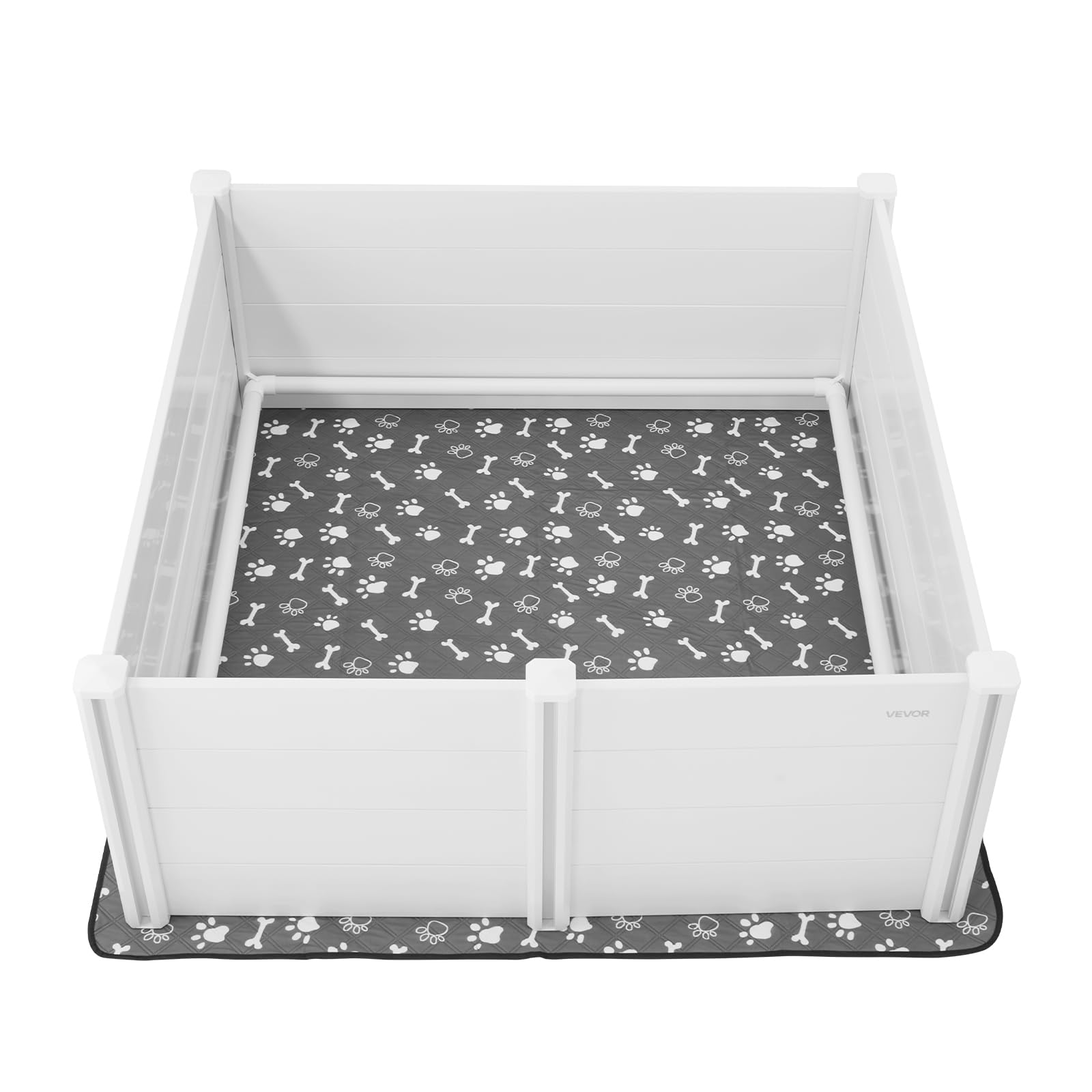 VEVOR Parc de Mise Bas pour Chien, 152x152x61 cm, Caisse de Mise Bas pour Chiots, avec Porte Hauteur Réglable, Tapis d'Urine Lavable, Boite de Naissance Plastique PVC pour Chiens de Très Grande Race