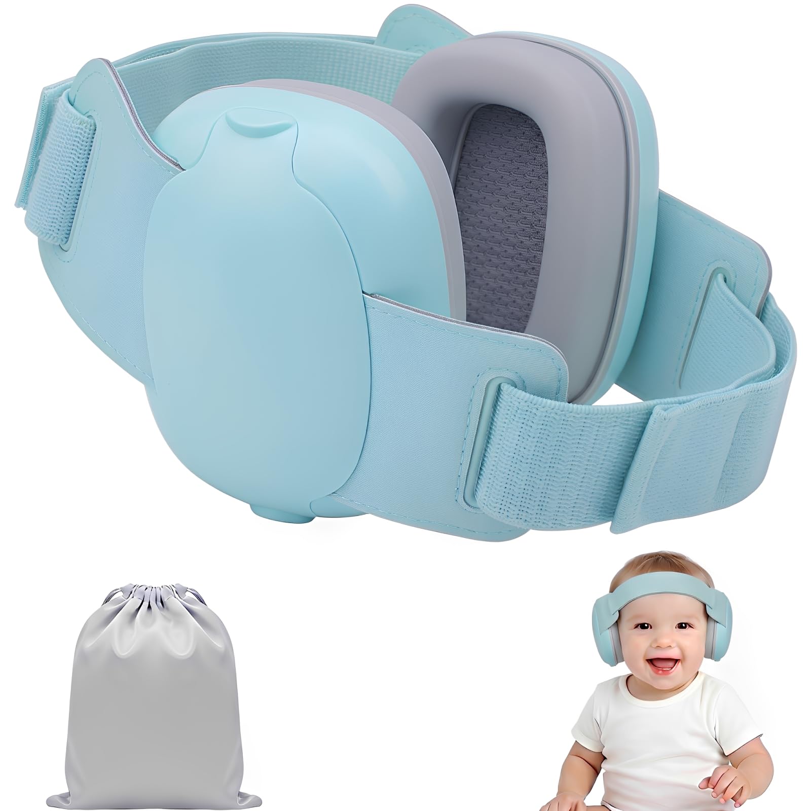 Baby Ear Defenders for 0-3 Years Toddlers, 25dB Noise Reduction, CE & UKCA Safety Certified, Multi Adjustable Headband for Safe Comfort Fit, Reliable Ear Protection for Airplane & Fireworks (Blue)
