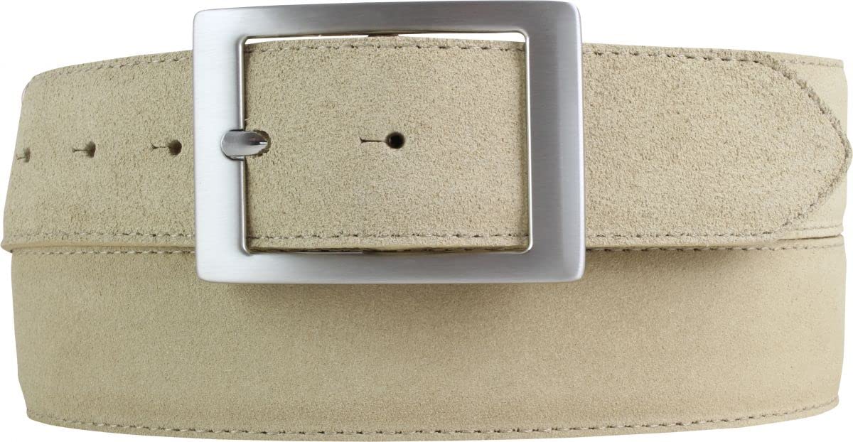 BELTINGER Herren-Gürtel aus Veloursleder mit Doppel-Schnalle 4 cm | Velour-Ledergürtel für Herren 40mm | Wildleder-Gürtel 4cm