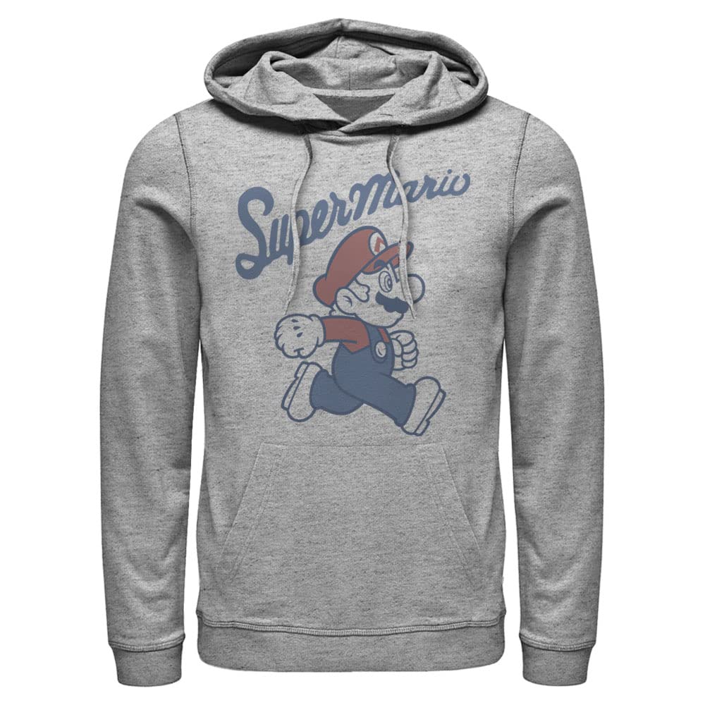 Nintendo Men's Athletic Heather Hooded Sweatshirt, M