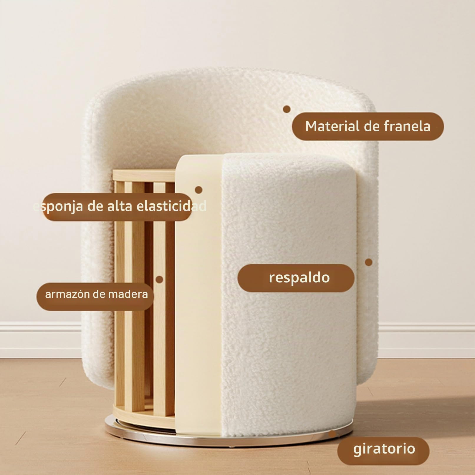 Silla giratoria otomana giratoria para acurrucarse, taburete tapizado, reposapiés redondo, sillón, sofá, silla de maquillaje, reposapiés para sala de estar, dormitorio, pasillo