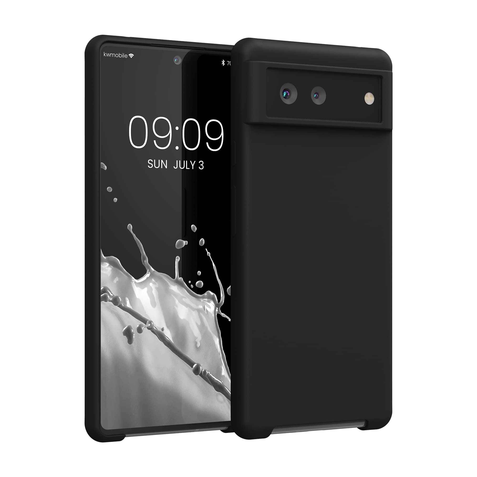 kwmobile Case for Google Pixel 6 Case - Soft Cover - Shockproof Silicone - Wireless Charging Black