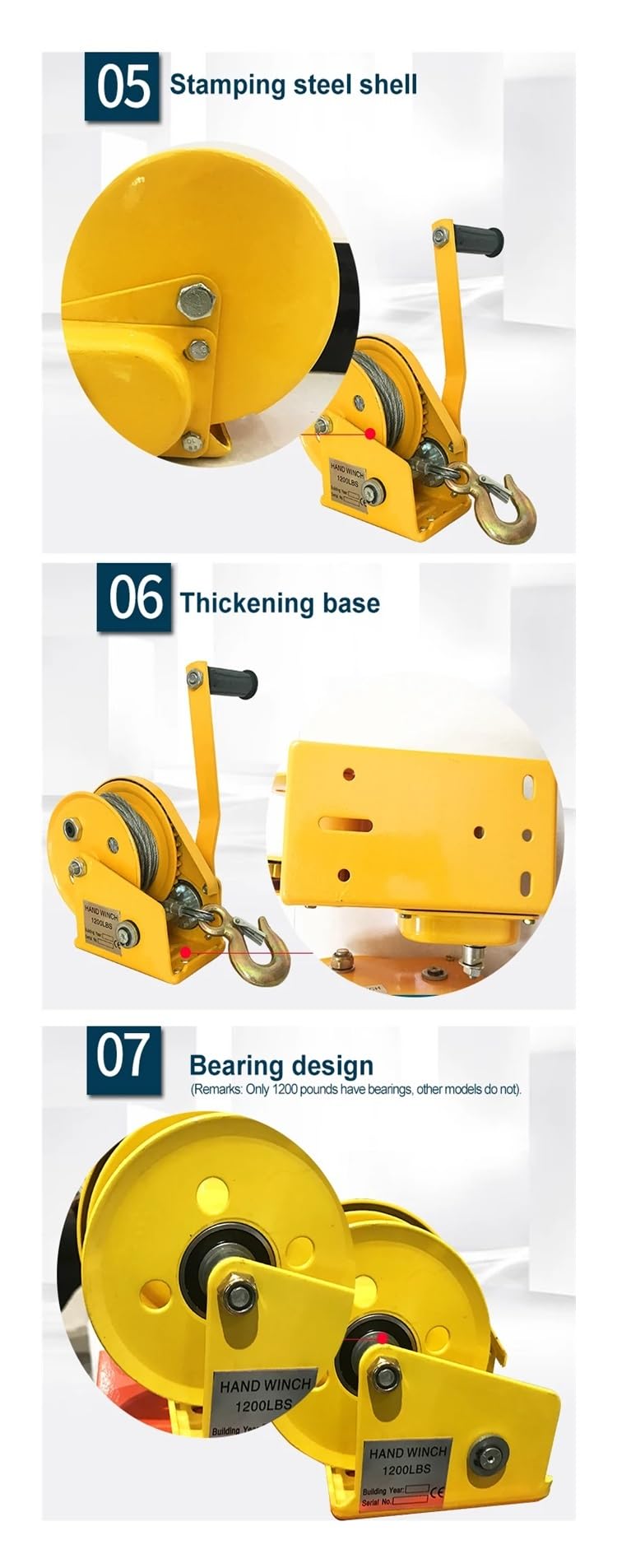 Handwinde 1800 lbs manuelle Handwinde mit Bremse, automatische Handkurbel-Stativwinde, vertikale Hebewinde