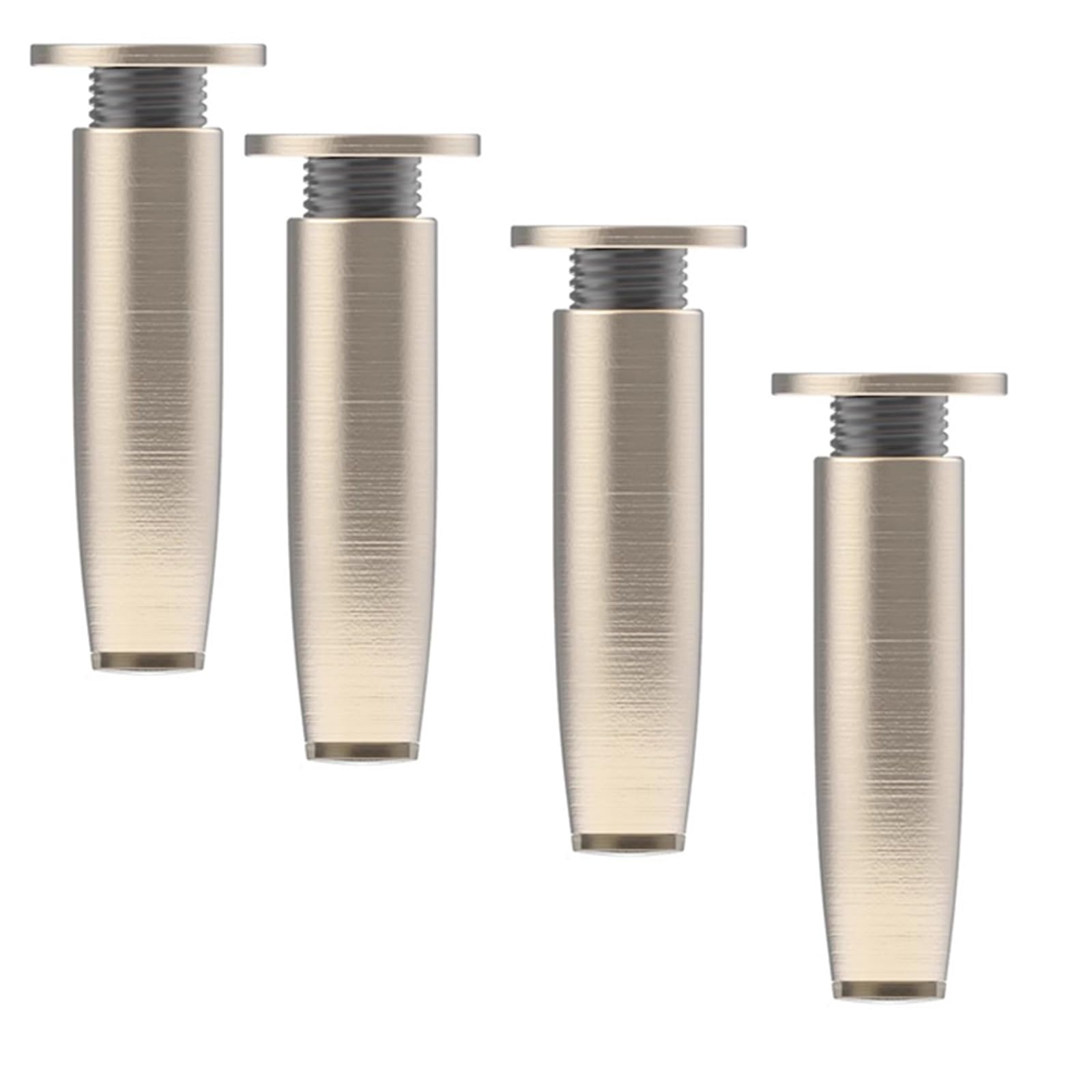 Juego de 4 patas de metal cromado para muebles, elevadores de armario cónicos de 15 cm con tornillos para sofás, mesas y baño, acabado cepillado para soporte