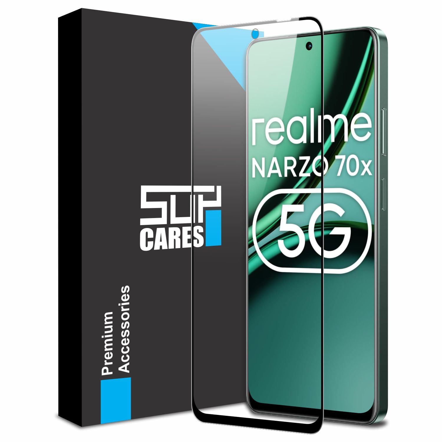 SupCares Edge to Edge Tempered Glass for Realme 12X 5G, Realme Narzo 70X 5G and Vivo T3X 5G (6.72 Inch) with Easy Self Installation Kit | Black (B0D39328Z5) Amazon Price History, Amazon Price Tracker