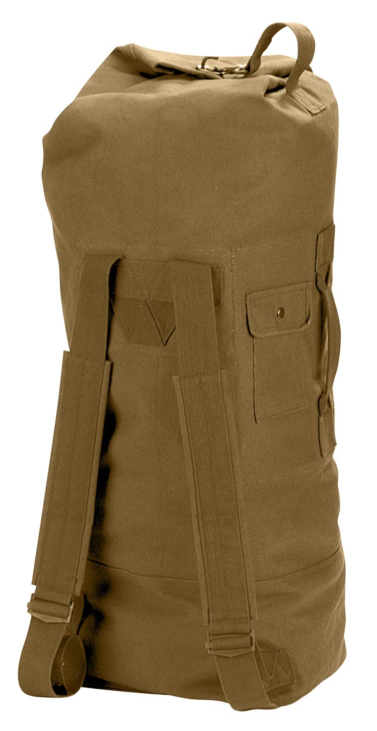 Rothco Canvas Double Strap Duffle Bag: 89.6L Capacity for Durability and Convenience – Coyote Brown