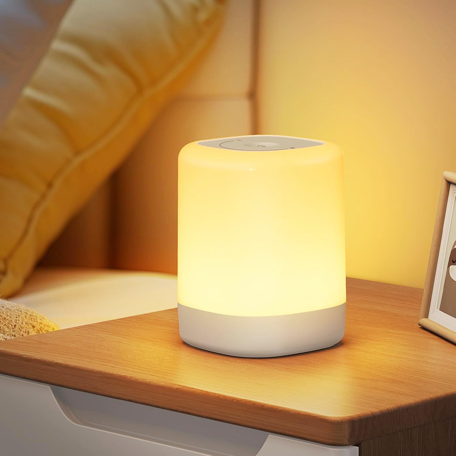 NIBSHOOM Luz Nocturna Infantil, Lamparas Mesita Noche Tactil Regulable, 2 Luces Cálidas y 256 colores RGB, Recargable, con Temporizador, LED Luz de Noche Inalambricapara para Bebé