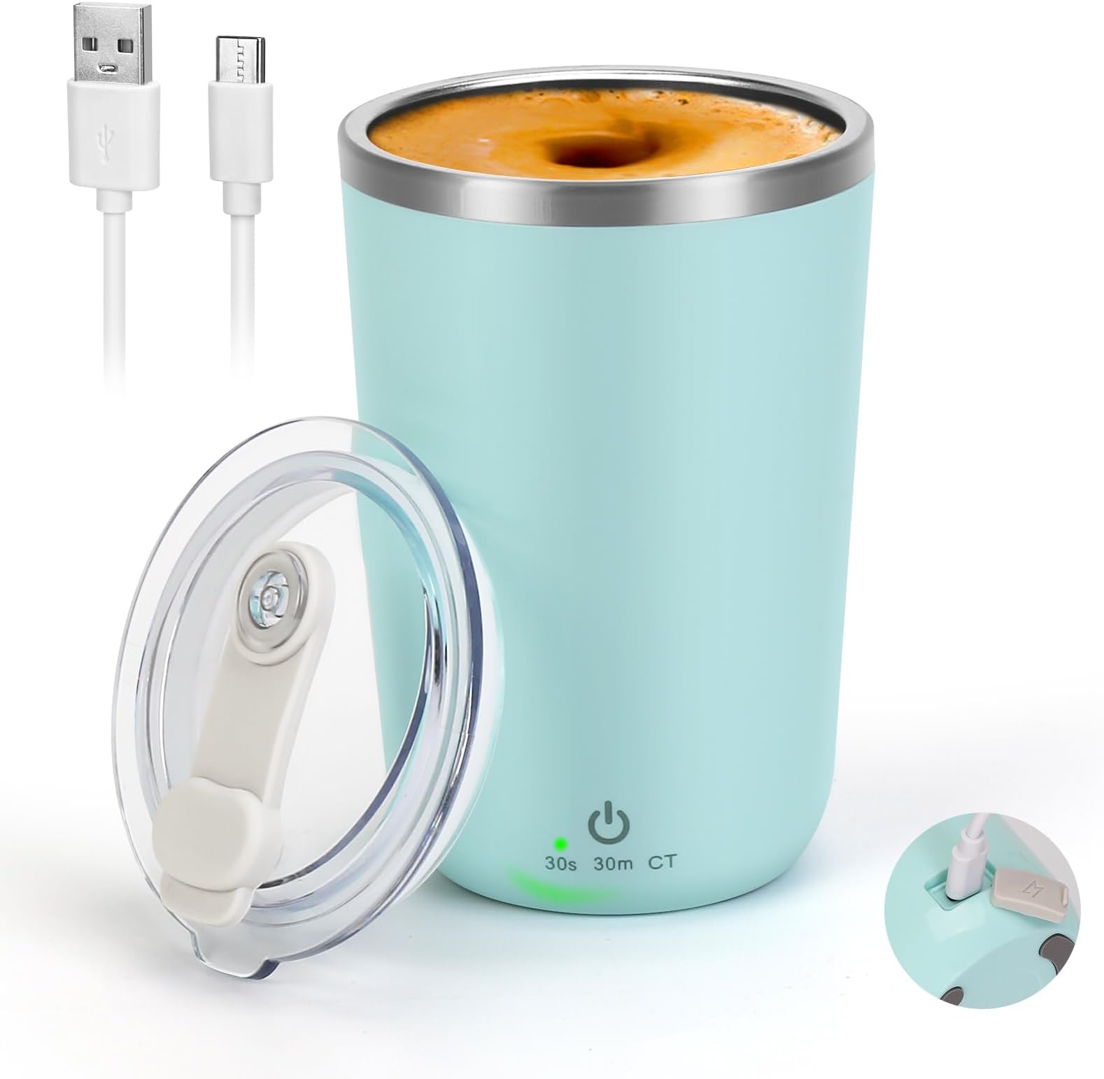 Electric Self Stirring Mug for Desk, Rechargeable Auto Mixing Cup for Coffee & Milk