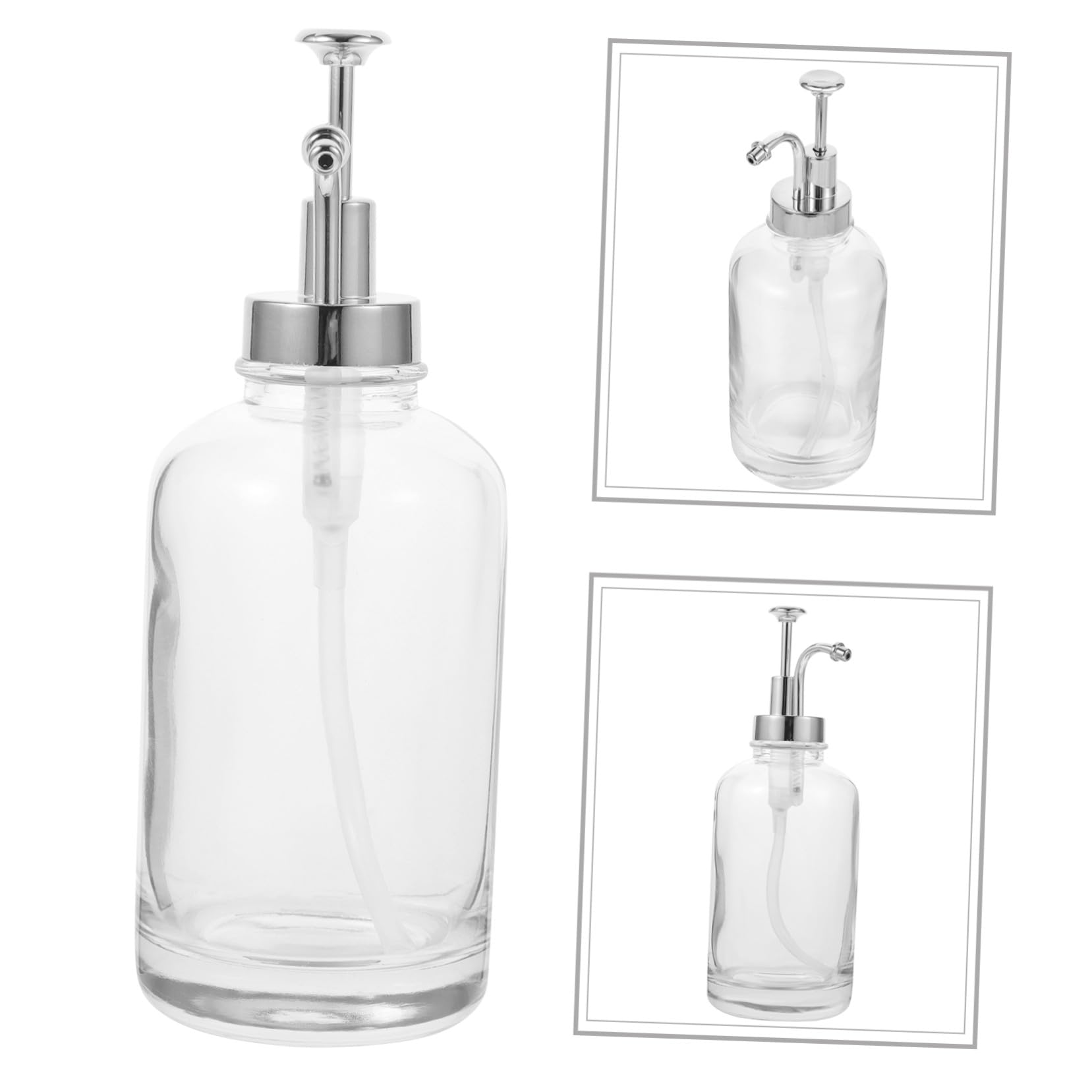MAGICLULU Dispenser per Sciroppo in Vetro Argento Coperchio a Pompa