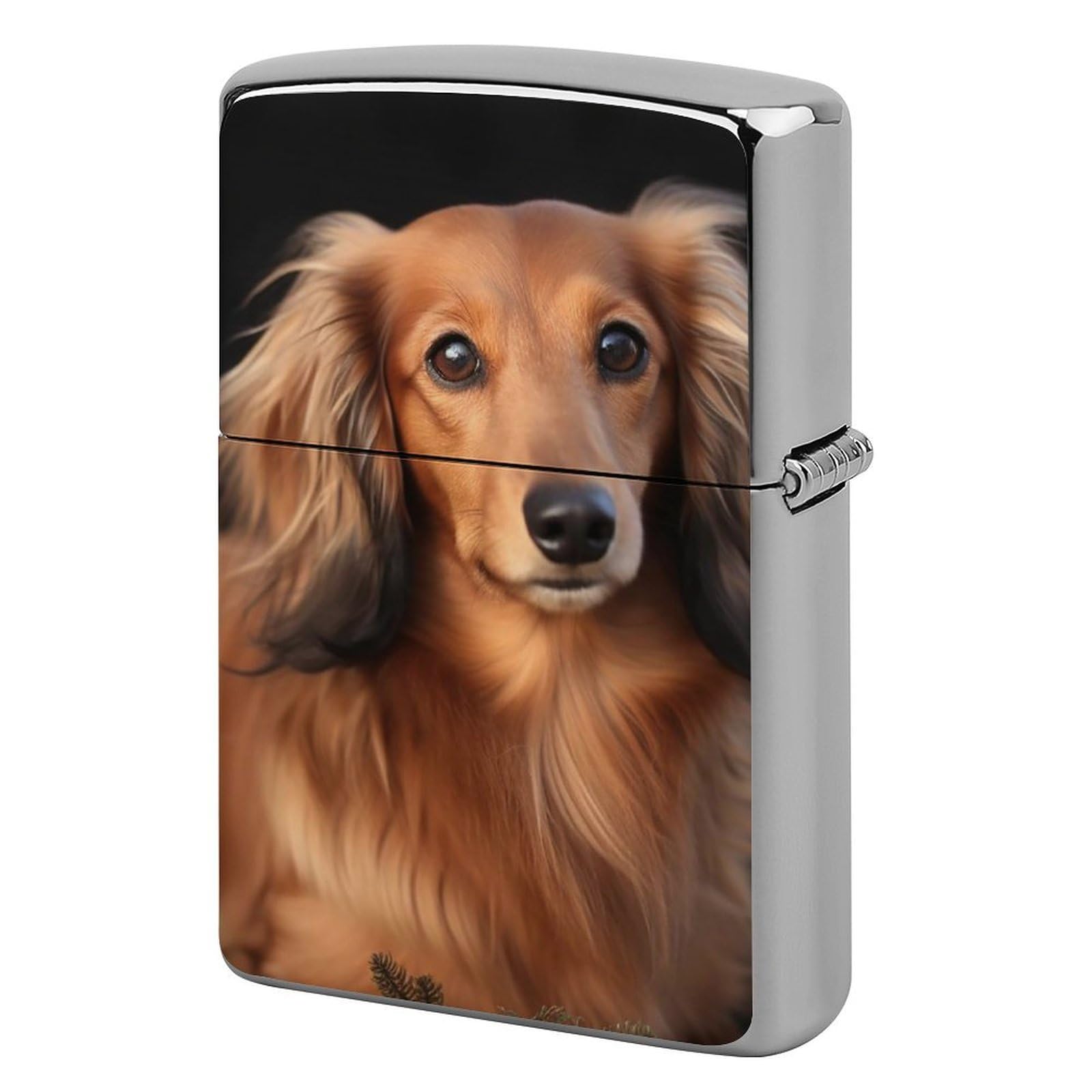 Long Haired Dachshund Lighter Cover for Men, Personalized Lighter Case for Birthday Gift, Flip-Top Lighters Protective Cover, Portable Lighters Shell for Outdoor, Travel