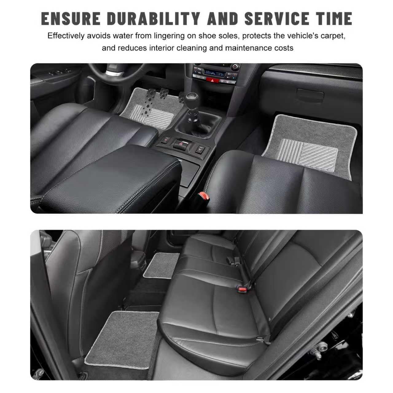Sun Walker 4 PCS Car Floor Mats Waterproof Anti-Slip Front Rear Car Carpets with Driver Heel Pad All — view 4