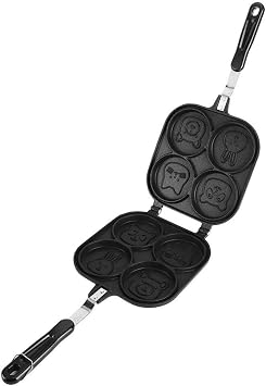 qiuqiu Pancake Pan, Cute Double Sided Animal Pancake Pan, 4 Holes, Non-Stick Pan, Kitchen Tool