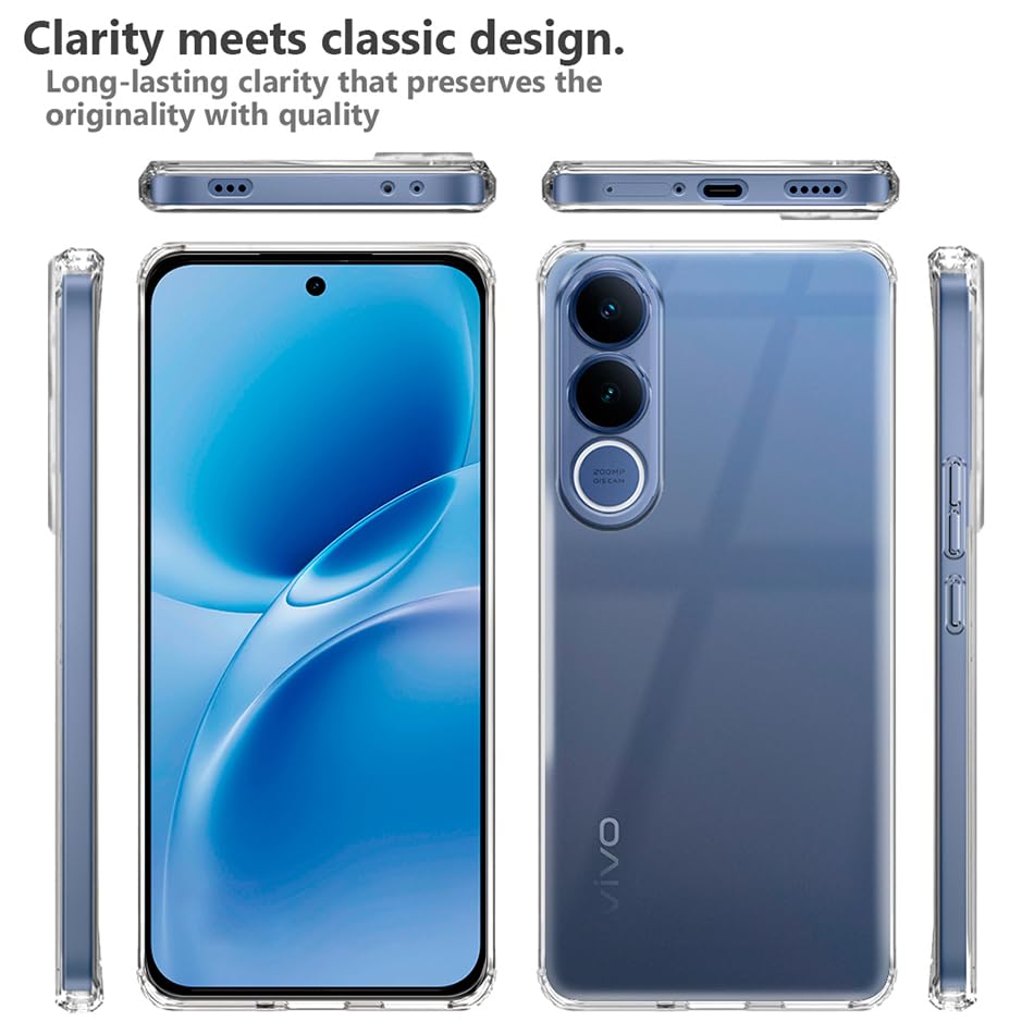 Image of Fashionury Crystal Clear Case for Vivo V70 FE 5G | Yellowing Resistance | Raised Camera Lips | Transparent TPU Silicone | Slim Transparent Cover