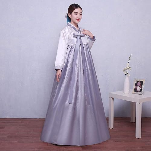 Miniatura 2 de XINFU Conjunto de Hanbok tradicional coreano para mujer, vestido colorido de manga larga, disfraz de cosplay